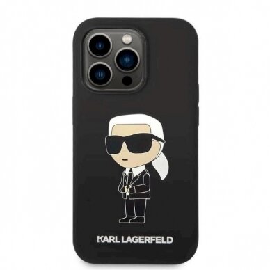 Originalus dėklas Karl Lagerfeld KLHMP14XSNIKBCK iPhone 14 Pro Max 6.7  hardcase Juodas Silicone Ikonik Magsafe 2