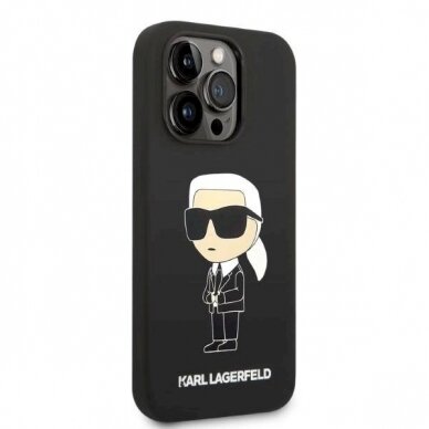 Originalus dėklas Karl Lagerfeld KLHMP14XSNIKBCK iPhone 14 Pro Max 6.7  hardcase Juodas Silicone Ikonik Magsafe 3