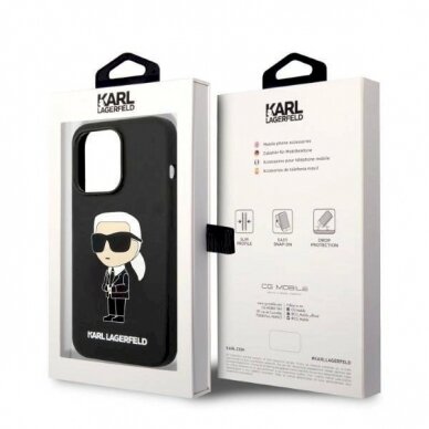 Originalus dėklas Karl Lagerfeld KLHMP14XSNIKBCK iPhone 14 Pro Max 6.7  hardcase Juodas Silicone Ikonik Magsafe 7