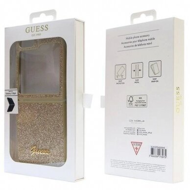 Originalus Guess dėklas Glitter Script case for Samsung Galaxy Z Flip 5 - Auksinis 7