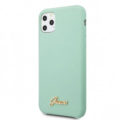 Originalus Guess Dėklas Guhcn65Lslmggr Iphone 11 Pro Max Žalias Hard Case Silicone Vintage Auksinis Logo 1