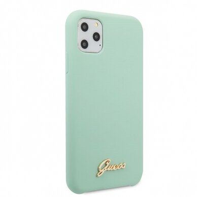 Originalus Guess Dėklas Guhcn65Lslmggr Iphone 11 Pro Max Žalias Hard Case Silicone Vintage Auksinis Logo 4