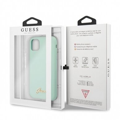 Originalus Guess Dėklas Guhcn65Lslmggr Iphone 11 Pro Max Žalias Hard Case Silicone Vintage Auksinis Logo 6