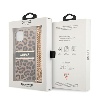 Originalus Guess dėklas GUHCP13SKBCLE iPhone 13 mini 5,4" Leopard Gold Strap 7