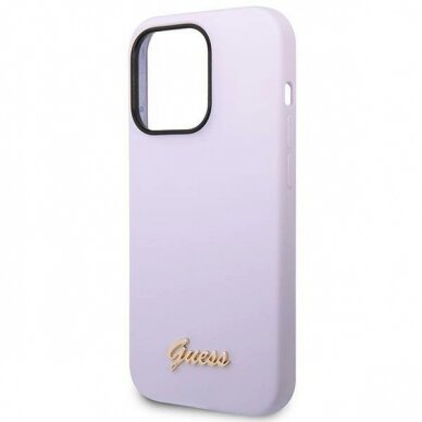 Originalus Guess dėklas GUHCP14XSLSMU iPhone 14 Pro Max 6.7&quot; Violetinis/Violetinis hard case Silicone Vintage Auksinis Logo 5