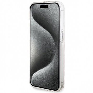 Originalus Guess dėklas IML 4G Auksinis StripeiPhone 14 Pro Max - Rožinis 4