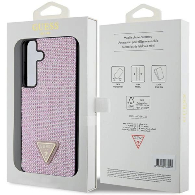 Originalus Guess dėklas Rhinestone TriangleSamsung Galaxy S24+ - Rožinis 7