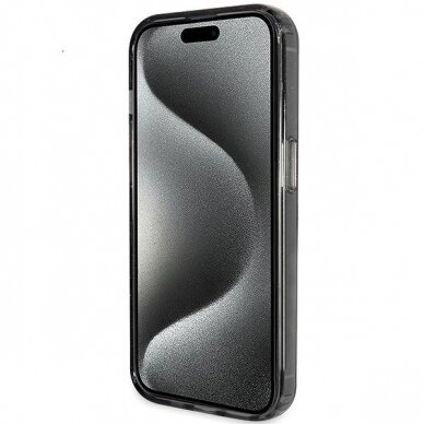Originalus Guess dėklas Ring Stand Script Glitter MagSafe Case for iPhone 15 Plus / 14 Plus - Juodas 4