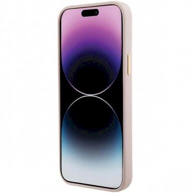 Originalus Guess dėklas Silicone Logo Strass 4G Case for iPhone 15 Plus / 14 Plus - Light Rožinis 6