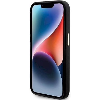 Originalus Guess dėklas Silicone Script Metal Logo &amp; Frame case for iPhone 15 Pro Max - Juodas 4