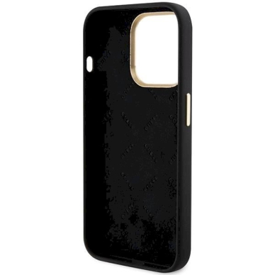 Originalus Guess dėklas Silicone Script Metal Logo &amp; Frame case for iPhone 15 Pro Max - Juodas 6