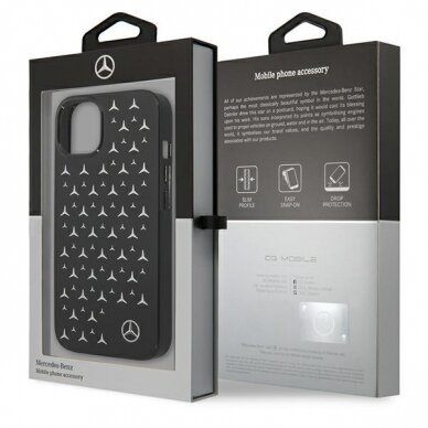 Iphone 13 Originalus Mercedes Silver Stars Pattern dėklas  Juodas 7