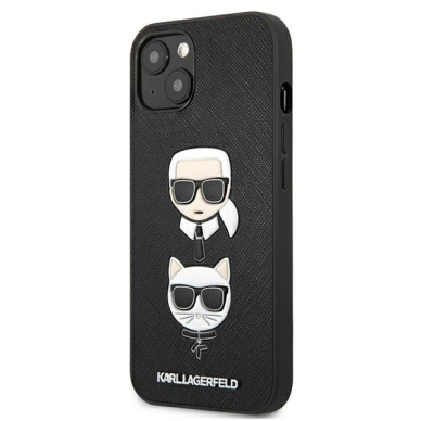 Oriignalus Karl Lagerfeld dėklas KLHCP13SSAKICKCBK iPhone 13 mini 5,4" Juodas Saffiano Karl & Choupette 1