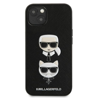 Oriignalus Karl Lagerfeld dėklas KLHCP13SSAKICKCBK iPhone 13 mini 5,4" Juodas Saffiano Karl & Choupette 2
