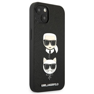 Oriignalus Karl Lagerfeld dėklas KLHCP13SSAKICKCBK iPhone 13 mini 5,4" Juodas Saffiano Karl & Choupette 3
