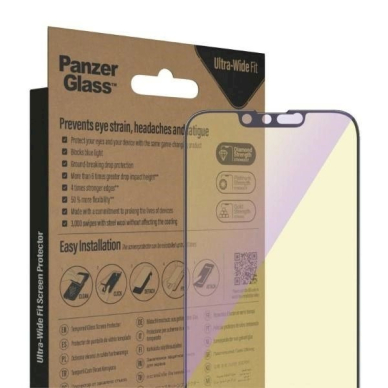PanzerGlass Ultra-Wide Fit Antibacterial Apsauginis stiklas Blue Light Filter and Positioner iPhone 14/13 Pro/13 6
