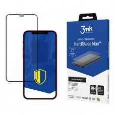 Iphone 12 Mini Pilnai dengiantis apsauginis stiklas 3MK Hardglass Max  juodais kraštais