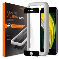 Pilnai Dengiantis Apsauginis Stiklas Spigen Alm Glass Fc Iphone 7/8/Se2020/Se2022 Juodais Kraštais