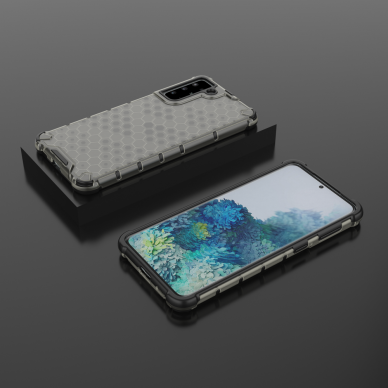 Plastikinis dėklas Honeycomb Case Samsung Galaxy S21+ 5G (S21 Plus 5G) Juodas 2