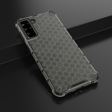 Plastikinis dėklas Honeycomb Case Samsung Galaxy S21+ 5G (S21 Plus 5G) Juodas 3