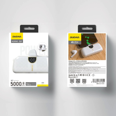 Powerbank Dudao K20SC 5000mAh mini 2x USB-C - baltas 4