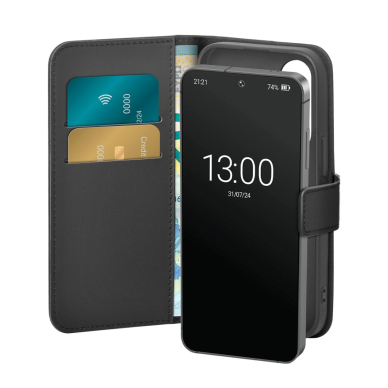 Puro Booklet dėklas su atverčiamu dangteliu ir pinigine Samsung Galaxy S25+ - juodas
