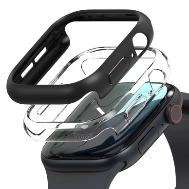 Ringke Slim 2-pack Dėklas skirtas Apple Watch 10 46mm - Permatomas and Matinis Juodas 1