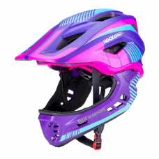 Rockbros TT-32SBPP-M children's bicycle helmetremovable chinbar, size M - violetinis-pink