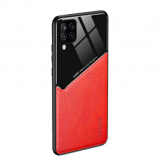 Samsung Galaxy A12 dėklas su įmontuota metaline plokštele LENS case Raudonas