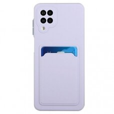 Akcija! Samsung Galaxy A12 nugarėlė Card Case silicone wallet purpurinė