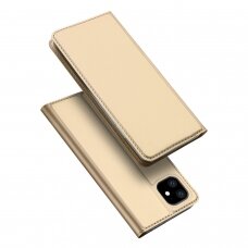 Akcija! Iphone 11 pro atverčiamas dėklas DUX DUCIS dėklai Skin Pro auksinis eko oda