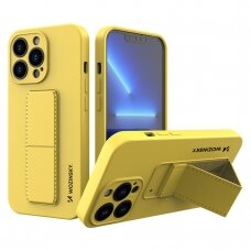 Silkoninis dėklas su stoveliu Wozinsky Kickstand flexible iPhone 13 geltonas