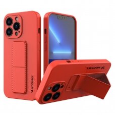 Silkoninis dėklas su stoveliu Wozinsky Kickstand flexible iPhone 13 Pro Max raudonas