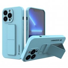 Silkoninis dėklas su stoveliu Wozinsky Kickstand flexible iPhone 13 Pro mėlynas