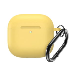 Silikoninis dėklas Airpods 4 su karabinu - geltonas