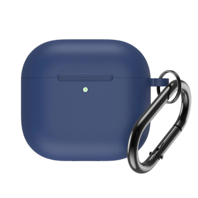 Silikoninis dėklas Airpods 4 su karabinu - mėlynas