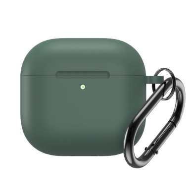 Silikoninis dėklas Airpods 4 su karabinu - žalias