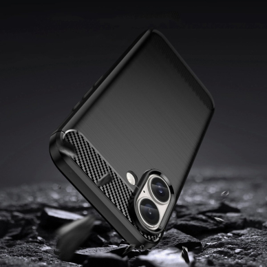 Silikoninis dėklas Carbon iPhone 16 Silicone Case - Juodas 3
