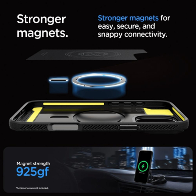 Spigen Sustiprintas Armor MagSafe Dėklas skirtas iPhone 16 Pro Max - Juodas 11