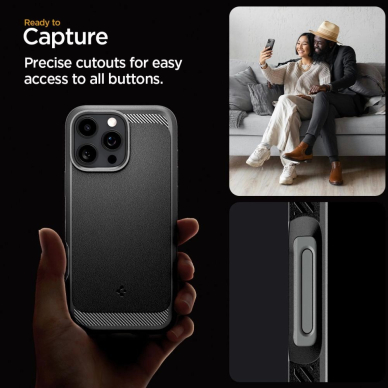 Spigen Sustiprintas Armor MagSafe Dėklas skirtas iPhone 16 Pro Max - Juodas 12