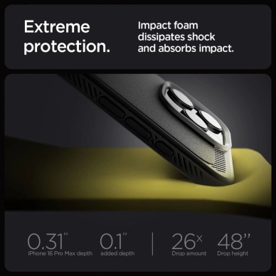 Spigen Sustiprintas Armor MagSafe Dėklas skirtas iPhone 16 Pro Max - Juodas 10
