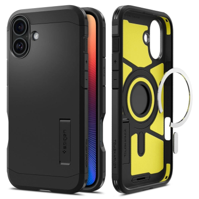 Spigen Tough Armor MagSafe Dėklas su stoveliu skirtas iPhone 16 Plus - Juodas