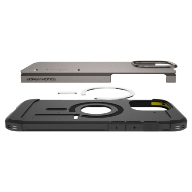Spigen Tough Armor MagSafe Dėklas su stoveliu skirtas iPhone 16 Pro Max - Gunmetal 6