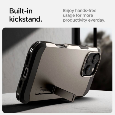 Spigen Tough Armor MagSafe Dėklas su stoveliu skirtas iPhone 16 Pro Max - Gunmetal 9