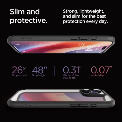 Spigen Ultra Hybrid Dėklas skirtas iPhone 16 Pro Max - Matinis Juodas 12