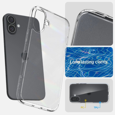 Spigen Ultra Hybrid skirtas iPhone 16 - Permatomas 10