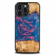 Telefono Dėklas Bewood Resin Case - iPhone 15 Pro Max - Neons - Mėlynas Rudas Medinis KOW068