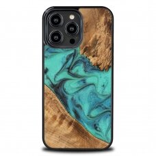 Telefono Dėklas Bewood Resin Case - iPhone 15 Pro Max - Žydras Rudas Medinis KOW068