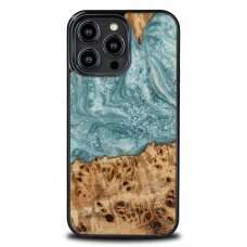Telefono Dėklas Bewood Unique Uranus Case  Apple iPhone 15 Pro Max Žydras Rudas Medinis KOW068