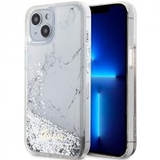 Telefono Dėklas Case Guess iPhone 14 6.1" Baltas hardcase Liquid Glitter Marble GNZ022